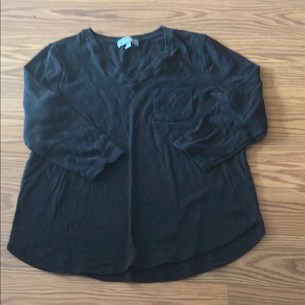 Marled Black Relaxed Blouse